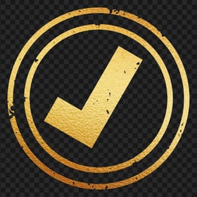HD Golden Round Yes Tick Check Mark Stamp PNG