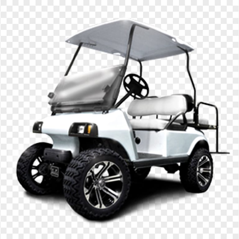 White Golf Buggies Cart Car Vehicle Corner View