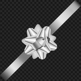 HD Silver Corner Gift Bow Ribbon Decor PNG