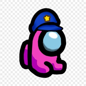 HD Pink Among Us Mini Crewmate Character Baby Police Hat PNG