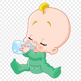 HD Cartoon Baby Boy Drinking Milk Bottle PNG