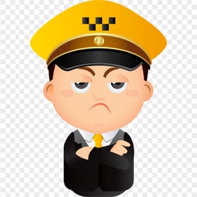 HD Taxi Cab Driver Cartoon Character Bad Face PNG