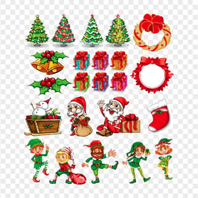 Christmas Collection Of Cartoon Characters Items PNG