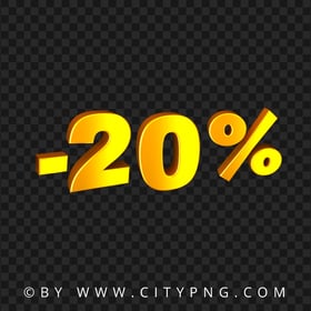 -20% Twenty Percent Discount Yellow Gradient Logo