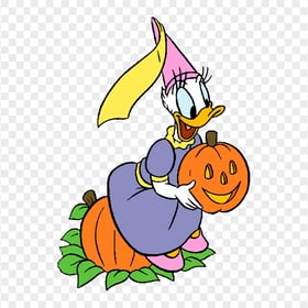 Halloween Daisy Duck Holding a Pumpkin PNG