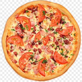 Top View Hot Pizza with Cheese and Tomato Transparent PNG