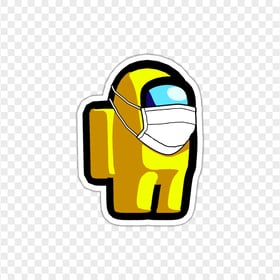HD Yellow Among Us Character Covid Surgical Mask Stickers PNG