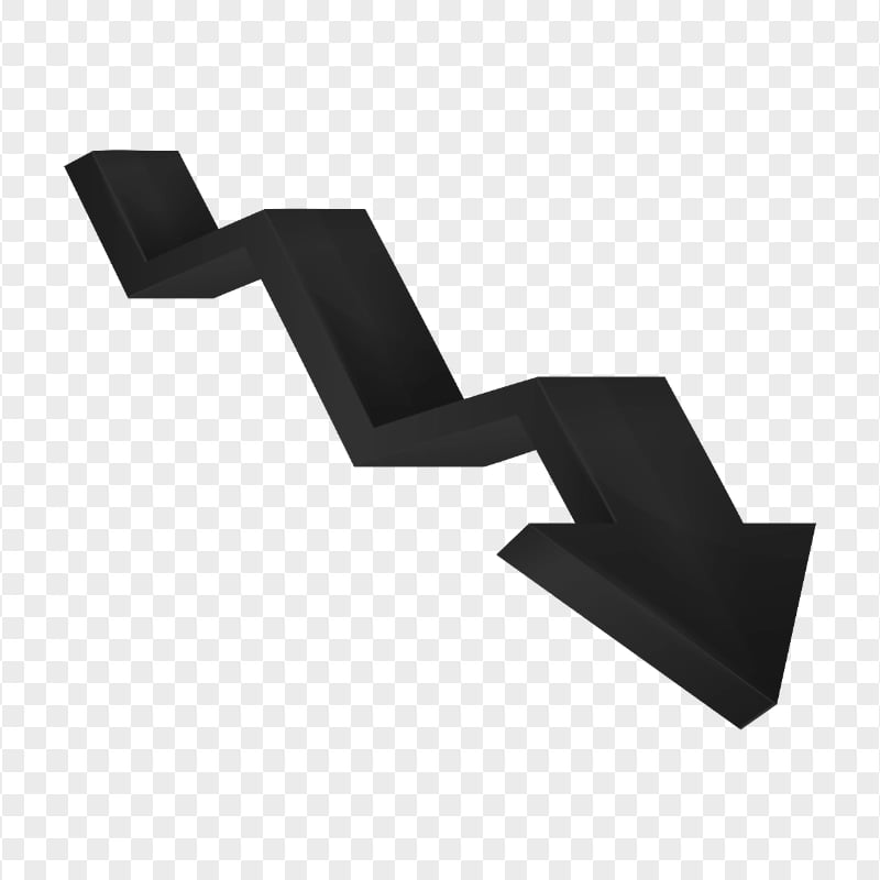 HD Black Down 3D Arrow PNG