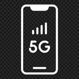5G Smartphone White Outline Icon