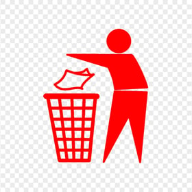 Man Throwing Trash Bin Red Icon Download PNG