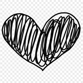 HD Black Lines Sketch Heart PNG