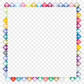 Multicolored Hearts Square Frame Borders HD PNG