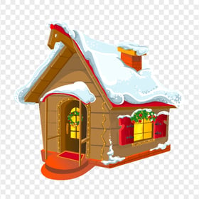 3D Cartoon Christmas Snowy Decorated House HD PNG