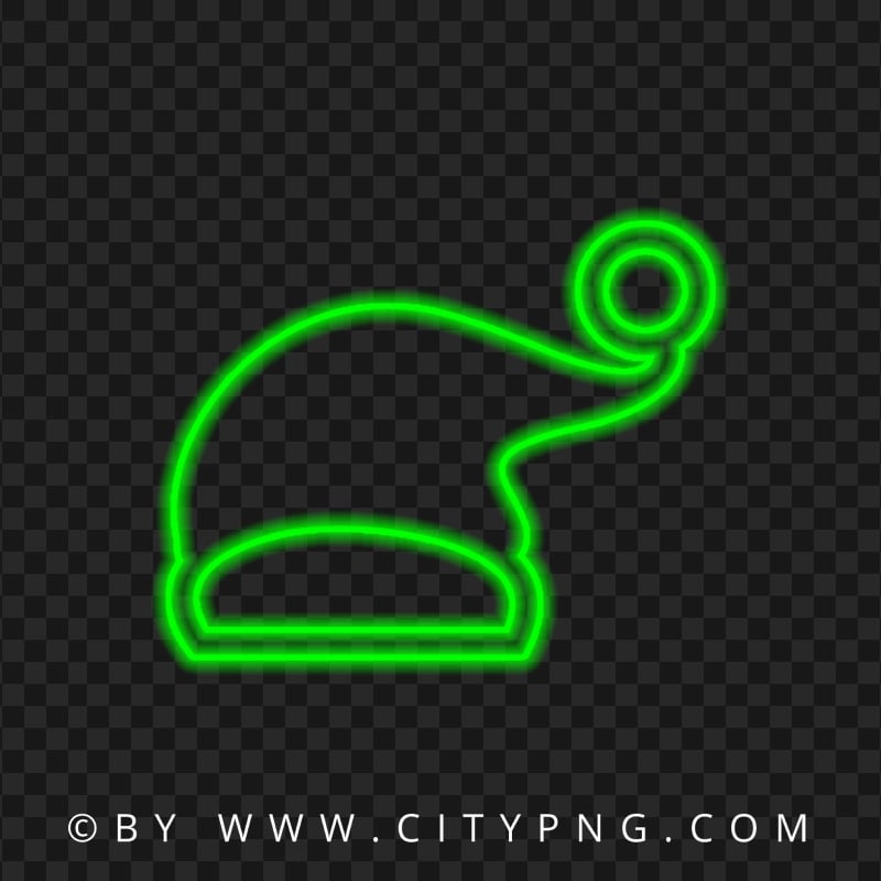 HD Green Neon Christmas Santa Claus Hat Sign PNG