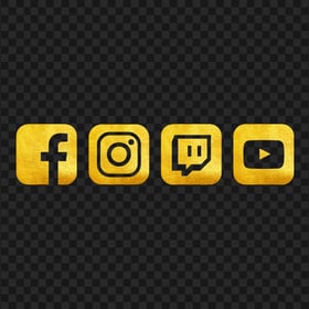 HD Yellow Gold Facebook Instagram Twitch Youtube Icons PNG