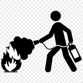 Black & White Firefighting Fireman Extinguisher Icon