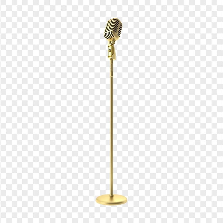 HD Stand Up Gold Golden Microphone Mic PNG