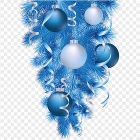 Blue Christmas Pine Branch With Ornament Balls Decor