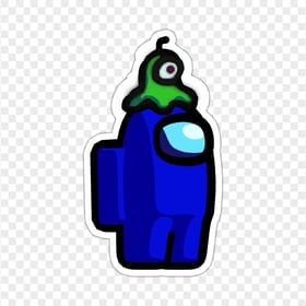 HD Among Us Crewmate Blue Character With Brain Slug Hat Stickers PNG