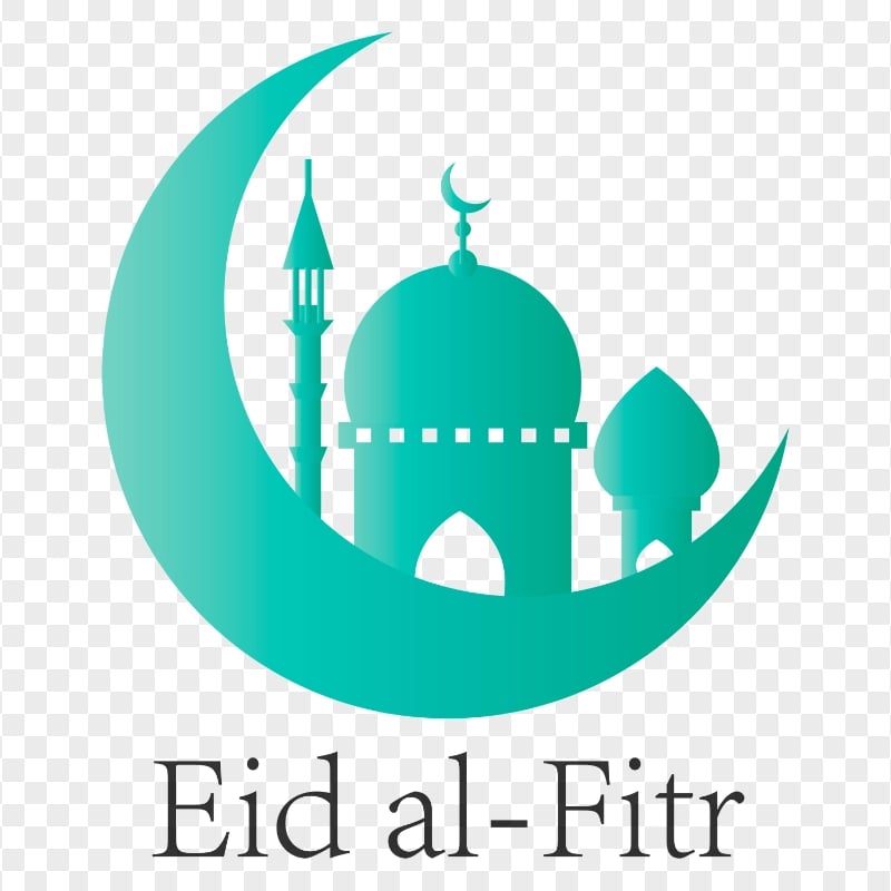 English Aqua Eid Al Fitr Logo Moon Mosque Design