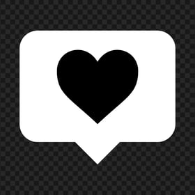 HD White & Black Instagram Like Notification Heart Icon PNG
