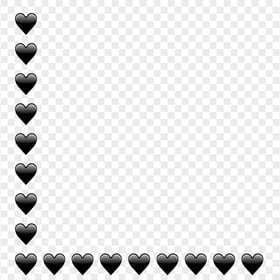 HD Black Hearts Emoji Corner PNG