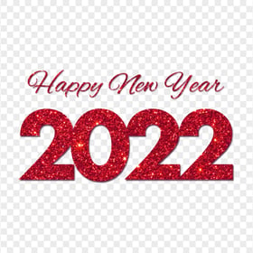 FREE Red Glitter Happy New Year 2022 PNG