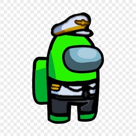 HD Lime Among Us Crewmate Character With Captain Costume PNG
