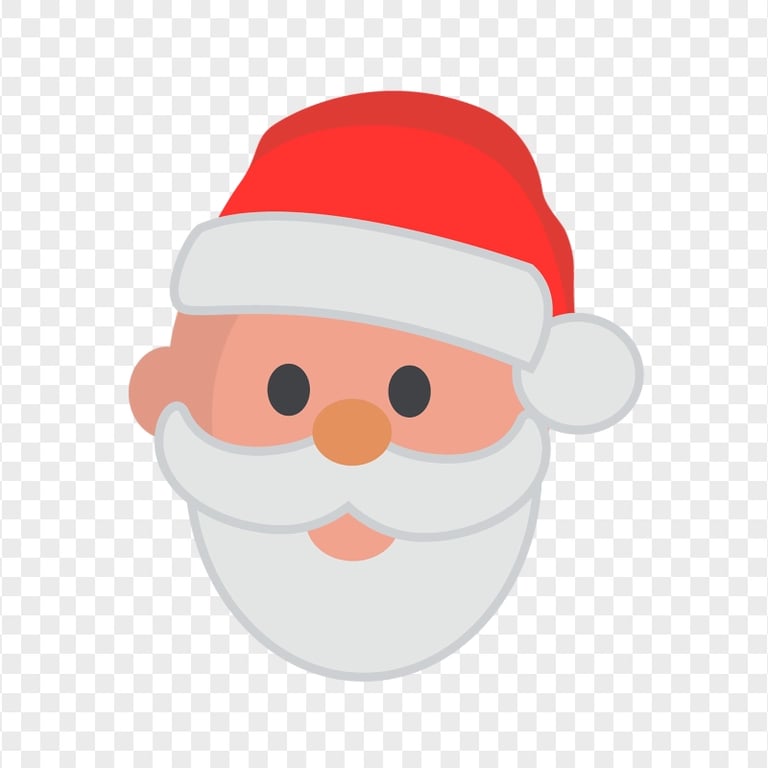 Vector Cartoon Flat Santa Face PNG