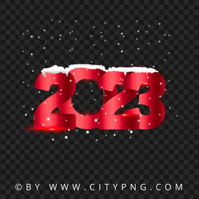 Red 2023 Text Design With Snow Effect HD PNG