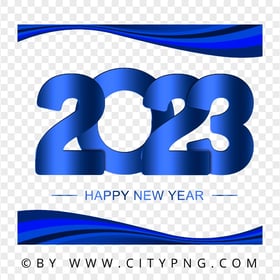 2023 Happy New Year Blue Abstract Design PNG Image