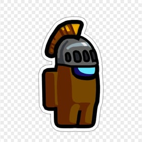HD Among Us Crewmate Brown Character With Knight Helmet Stickers PNG