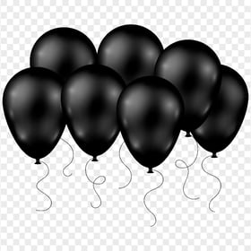 HD Group Of Black Balloons Flying PNG