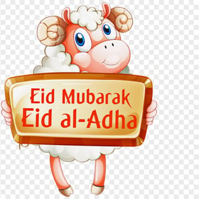Cartoon Sheep Standing Up Eid Adha Mubarak