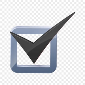 HD 3D Black Tick Mark In Silver Box Icon PNG