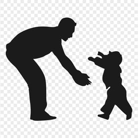 HD Father With Child, Son Black Silhouette PNG