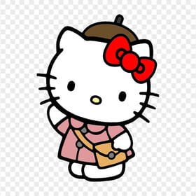 HD Hello Kitty in Uniform Waving Transparent Background