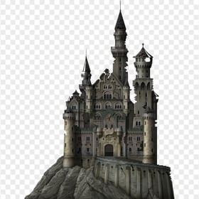 Old Halloween Horror Castle On Mountain PNG