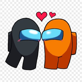 HD Among Us Black Love Orange Characters Valentines Day PNG