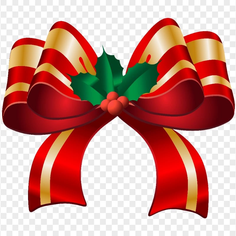 HD Red & Gold Christmas Bow Ribbon PNG | Citypng