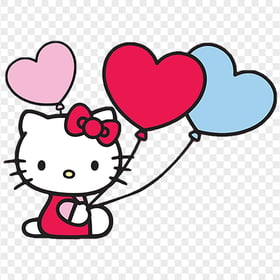 lovable Hello Kitty Holding Heart Balloons Transparent PNG