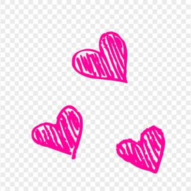 HD Three Pink Sketching Hearts PNG