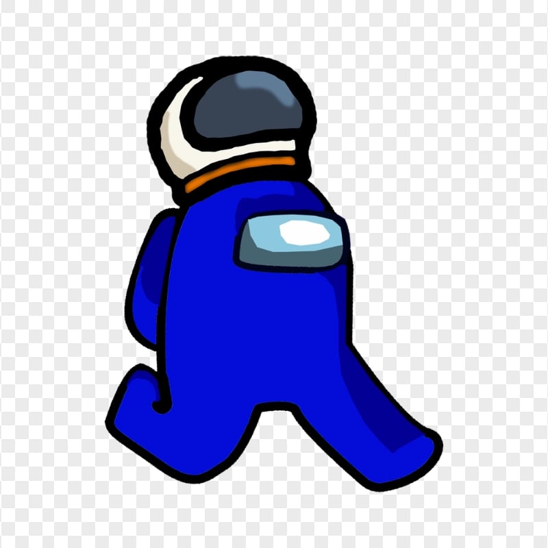HD Blue Among Us Character Walking With Astronaut Helmet PNG