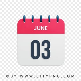 3rd June Date Vector Calendar Icon HD Transparent Background