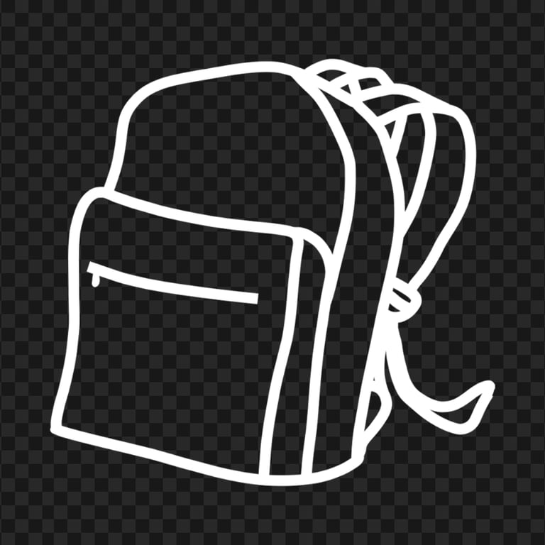 White Outline Backpack Bag PNG Image | Citypng