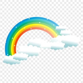HD Cartoon Illustration Sky Rainbow Clouds PNG