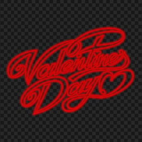 HD Glowing Neon Valentines Day Red Text Logo PNG