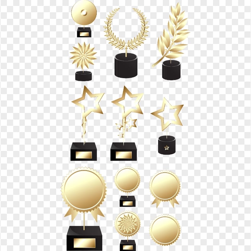 Gold Trophies & Medals Illustration PNG
