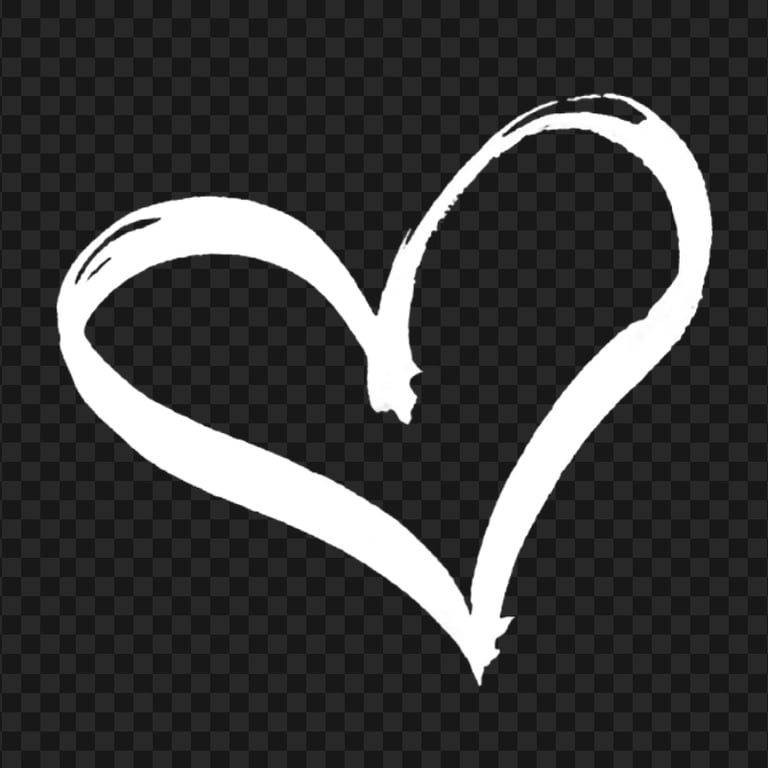 HD White Hand Drawn Heart PNG