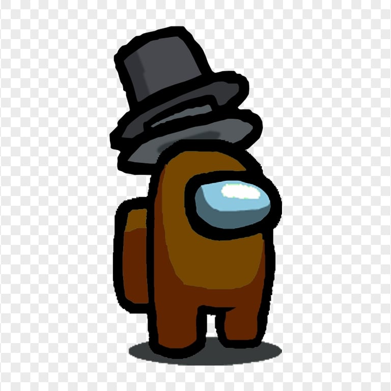 HD Brown Among Us Character With Double Top Hat PNG